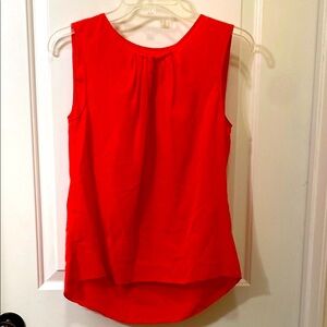 Tahari Silk Coral Orange Sleeveless Blouse